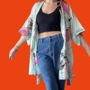 Vintage Jian Bao Gong baby blue kimono style robe 🔥